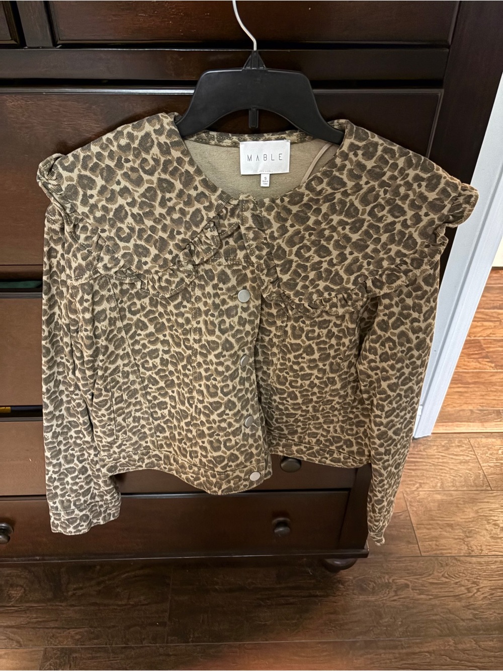 Mable Leopard Print Button Jacket - Brown/Tan